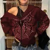 Spider Web Red Graphic Hoodie's Clothing Warm Vintage Grunge Y2K Zip Up Hood Bluza dla mężczyzn i kobiet Tops Bluza 230915