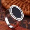 클러스터 반지 Bocai Real Solid S925 Silver Jewelry Black Crystal Rubber Man Ring Fashionable Simple Male