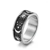 Cluster Rings Unique Sun Moon Star Ring For Men Punk Stainless Steel Simple Couple Women Biker Fashion Jewelry Gifts Wholesale