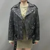 Women's Leather Faux WFAMH 2023 Fashion Jacket Real Sheepskin Distress Moto Vintage 230928