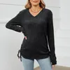Women's Blouses Just Trim 2023 Loose Buttoned T Shirt Top With Round Neck And Long Sleeves For Scoop Sleeve Crop Tee