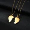 Anhänger Halsketten 5 Paare Edelstahl Herz Puzzle Rohling zum Gravieren Metall Paar Halskette Schnitzen Geschenk Spiegel poliert