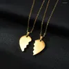 Pendant Necklaces 5pairs Stainless Steel Heart Puzzle Blank For Engrave Metal Couple Necklace Carving Gift Mirror Polished