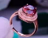 Cluster Ringen E430 Fijne Sieraden Echt 18K Rose Goud AU750 Natuurlijke Rode Toermalijn Edelsteen 4.5ct Vrouwelijke Voor Vrouwen Ring