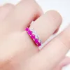 Pierścienie klastrowe na biżuterię naturalny prawdziwy rubin lub szmaragdowy pierścień koronny 925 srebro srebra 0,35ct 5pcs gemstone gemo T236193