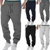 Pantalones para hombres hombres sólido deportes elásticos pantalones de chándal con cordón de cintura al aire libre pantalones al aire libre