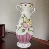 Vasen, Binaurale Rose, europäische Keramikvase, Blumenhandwerk, modische Heimdekoration, Wohnzimmer