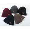 Bandanas Varm fast färg Kvinnor Skullcap Snow Cap Sticked Hat Long Beanie