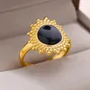 Eheringe Vintage Emaille Sonne für Frauen Goldfarbe Edelstahl Paar Ring Verstellbarer ästhetischer Luxusschmuck Geschenk