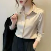 Women's Blouses 2023 Spring Shirts Satin Blouse Women Long Sleeve Shirt Silk Wine Red OL Woman Solid Chic Ladies Tops A777