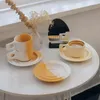 Tasses soucoupes Style coréen tasse à café en céramique avec disque rétro maison Bar lait petit déjeuner avoine après-midi thé Couple tasses Drinkware