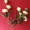 Decoratieve Bloemen 3 Hoofden INS Gedroogde Rozen Tak Gerimpeld Kunstmatig Voor Thuis Tafel Decor Valentijn Cadeau Kerst Flores