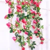 装飾的な花の花輪180cm本物のタッチシルクローズストリングヴァイン人工リースレース壁吊りガーランドウェディングパーティー219S