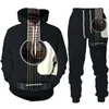 Herren Trainingsanzüge Lustige Gitarre 3D-Druck Hoodies/Hosen/Anzug Harajuku Vintage Paar Trainingsanzug Set Persönlichkeit Hip Hop Streetwear Kleidung