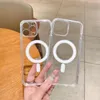 iPhone 15 14 12 Clear Magnetic Phone Case for Apple 13 11 Transparent PC Mobile Back Covers Compatible with Magsafe Wireless Charger Fundas Coque Shell Big Cutout