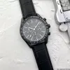 OMEG Men reloj de acero inoxidable seis puntadas de 42 mm Marca de lujo All Dial Work Quartz Relojes OM Fashion Chronograph Reloj Tipo de cuero Tipo de envío gratis Diseñador de envío