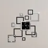 Duvar Çıkartmaları Oturma Odası Saati 3D DIY Saatler Ev Dekorasyon İzle Kuvars Akrilik Ayna
