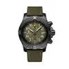Montre pour hommes boîtier noir complet cadran vert toile cuir nouveau Super hommes montres à Quartz chronographe en acier inoxydable saphir cristal 308s