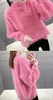 Женские свитера, розовый, красный, флокированный, пушистый, плюшевый, зимний пуловер с круглым вырезом, теплый свитер для женщин и девочек, тонкий топ, тканевое верхнее пальто