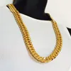 Mens Miami Cuban Link Curb Chain 14k Real Yellow Solid Gold GF Hip Hop 11MM Thick Chain JayZ Epacket 2598