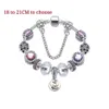 18 a 21 CM rosa claro púrpura encanto pulsera de cuentas me you para siempre colgante ajuste plata serpiente cadena brazalete DIY Accesorios Joyería for282F