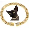 개 칼라 체인 다이아몬드 쿠바 칼라 워킹 메탈 디자인 안전한 버클 애완 동물 고양이 보석 액세서리