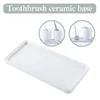 Bath Accessory Set Creative Bathroom Toothbrush Ceramic Base White Porcelain Trays Rectangle Holder Stand Sanitary Storage Accessories