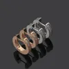 Europe America Style Lady Women Titanium Steel Engraved B Initials Single Row Diamond Spiral Clip Hoop Earrings 2 Color3223