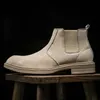 Botas Hombres de cuero genuino Resbalón en Chelsea Plus Tamaño 3847 Bota de tobillo con calzado de invierno de piel para hombre 230928