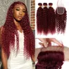 Pacotes de tecelagem de cabelo humano encaracolado sintético com Clre 99J vermelho para mulheres borgonha brasileira 34 230928