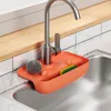 Stoccaggio da cucina Tappetino per rubinetto in silicone Paraspruzzi Lavello con supporto per spugna Caddy Catcher Scarico da appoggio per bagno