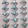 Cluster Rings AKAC 925 Sterling Silver Natural Larimar Adjustable Ring Approx7 9mm Send Randomly