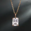 Pendant Necklaces MxGxFam Big Single Square Zircon 1.3 Cm Pendants Necklace For Women Men Fashion Jewelry Gold Plated 18 K With 45cm Chain