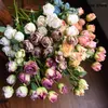Dekorativa blommor Silk Rose Artificial Like Real Long Branch Peony Bouquet With Leaves To Wedding Home Room Table Decor Fake Plant 51cm