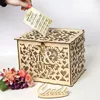 Принадлежности для вечеринок Коробки для свадебных открыток Деревянная коробка DIY Пара Олень Птица Цветочный узор Сетка Бизнес