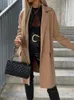 Kadın Yün Karışımı Moda Katı Kartavan Paltosu Sonbahar Kış Salonu Vneck Cep Bayanlar Karışımlar Uzun Kollu Steeetwear Drop 230928