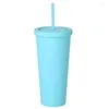 Muggar plast med sugrör macaron färg vatten koppar 22 oz solida kort flaskor kopp