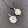 Pendant Necklaces Natural Agate Slice Druzy Necklace Round Quartz Geode With Gold Plated Edge Charms Jewelry Making For Women