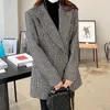 Women's Wool Blends arrival korean fashion winter OL professional jacket women temperament doublebreasted loose houndstooth thick coat 230928