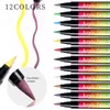 Nagellack 12Colors Nail Art Graffiti Pen Set Nail Markers Highlighter Waterproof Drawing Painting Liner Brush DIY Nail Arts Kit Accessorie 230928