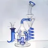 Glass Spring Dab Rig Hookah Recycler Tornado Water Pipe Smoke Beaker Bong 14mm male Joint Bowl