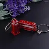 Keychains London Red Bus Key Chain Post Mail Box Holder Telephone Booth Charm Pendant Keychain For Men Women Party Gift Ring