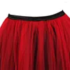 Vêtements de nuit pour femmes Femmes Jupe Princesse Tutu Tulle Jupes Corsets et Bustiers Sexy Robe de Bal Lolita Longue Maille Rouge Faldas Jupe