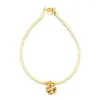 Charmarmband zmzy 18k guldpläterad rostfritt stål skivsmycken för kvinnor klassisk glas pärlkedja armband mode gåva