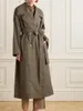 Women's Trench Coats The R0w For Women Jackets Silk Blended Winter Season Oversize X-long Turn-Down Collar Army Green High Quality