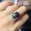 Cluster Rings YULEM 4.8ct Black Opal Ring Large Grain Rose Gold Luxury Classic Fashion Trend S925 Pure Silver Full Fire Color For Women