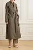 Trenchs de femmes manteaux le R0W pour femmes vestes de soie mélangée saison d'hiver oversize x-long col rabattu armée vert de haute qualité