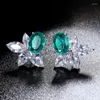 Stud Earrings SpringLady 925 Real Silver 6 8MM Sapphire Emerald Ruby For Women Gemstone Wedding Party Fine Jewelry