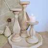 Titulares de vela 3 estilos Pilar de madeira Castiçal Vintage Romântico Boho Festa de Casamento Prateleira Lareira Decoração Ornamento