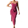 Casual Dresses Ladies Summer Slim Night Club Style Luxury Glitter Deep v Sexig Suspender Formell klänning Wrap for Women